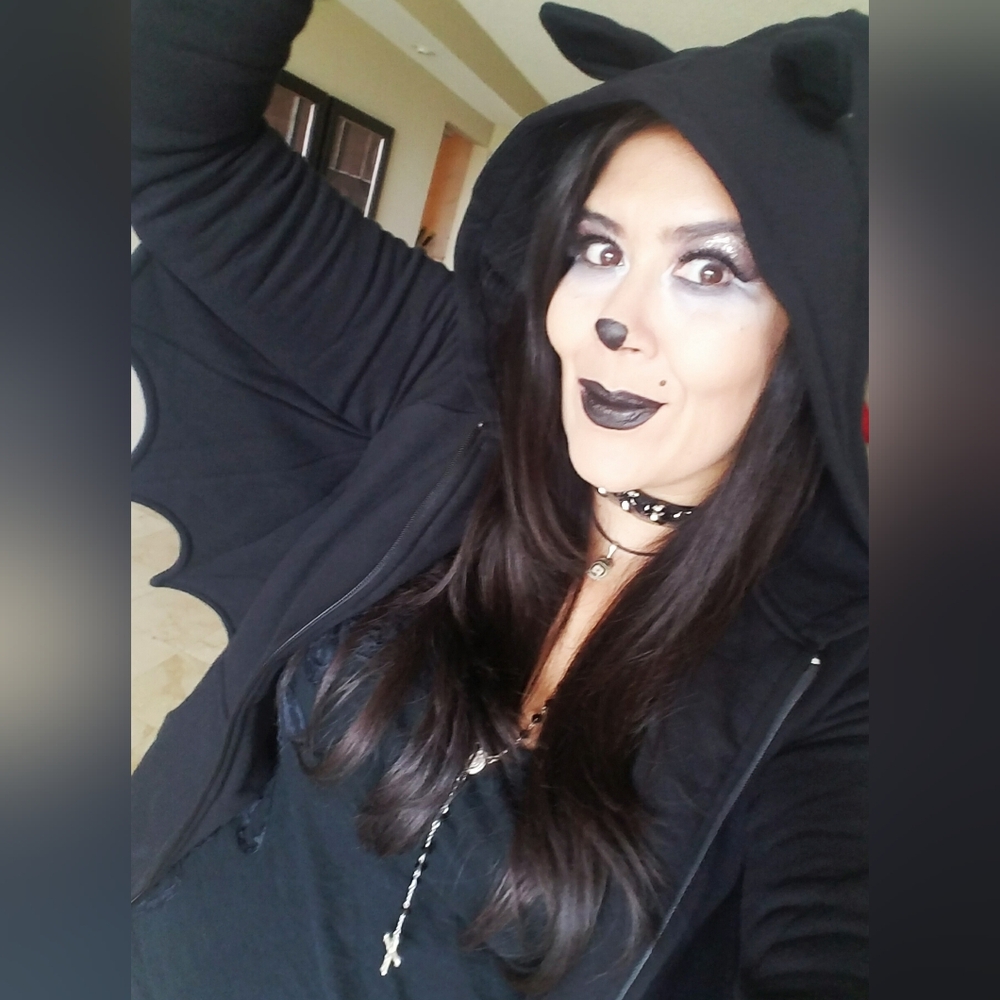 Adorable Black Hoodie with bat wings size L